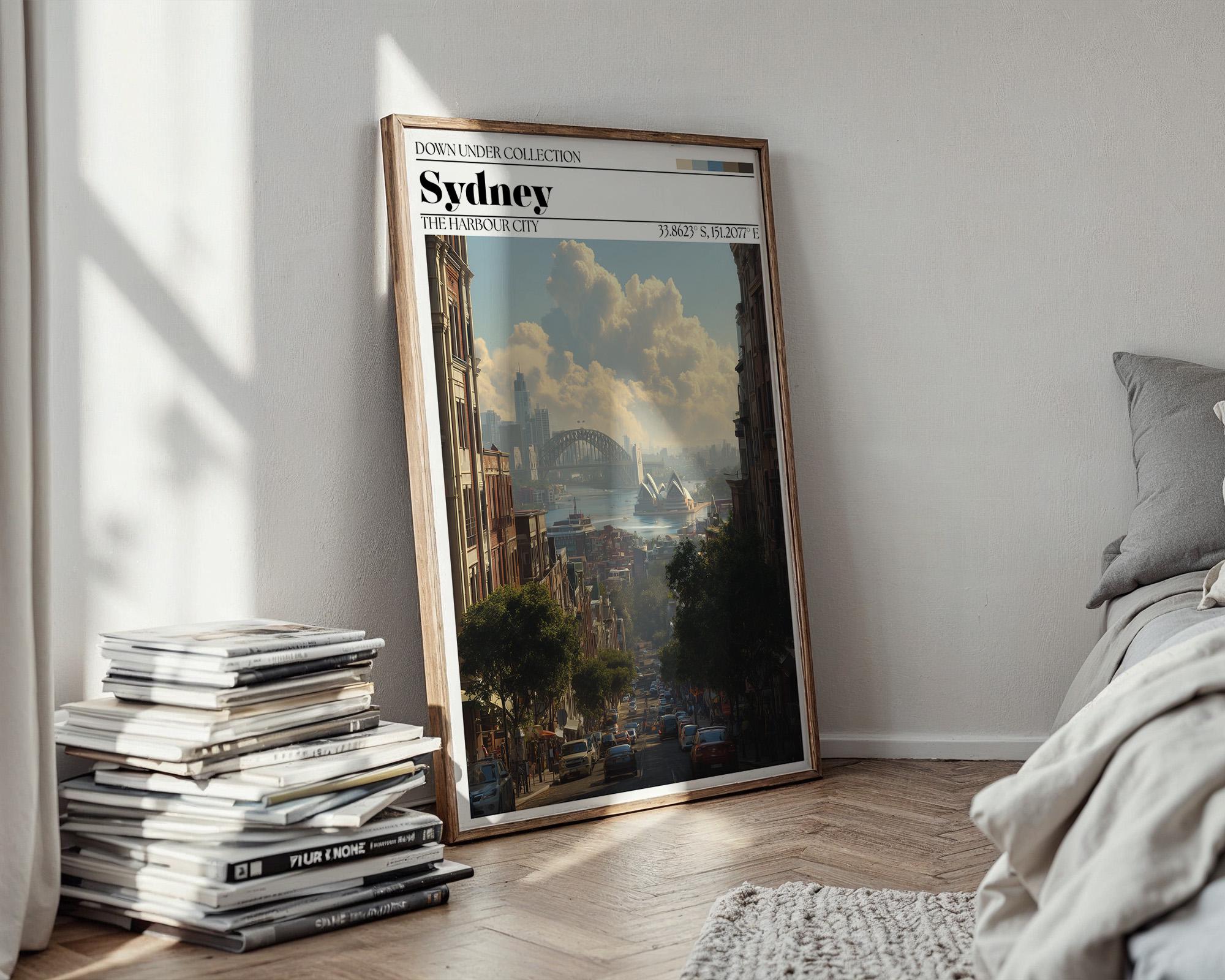 Sydney Australia Poster – Opera House & Harbour Bridge Travel Wall Art