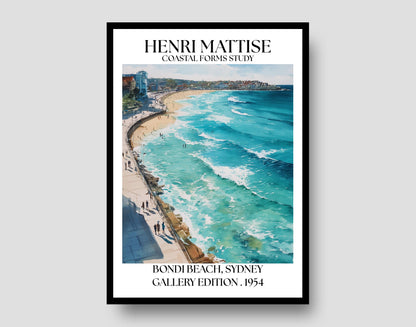 Henri Mattise Bondi Beach Poster - Sydney Watercolour Travel Wall Art