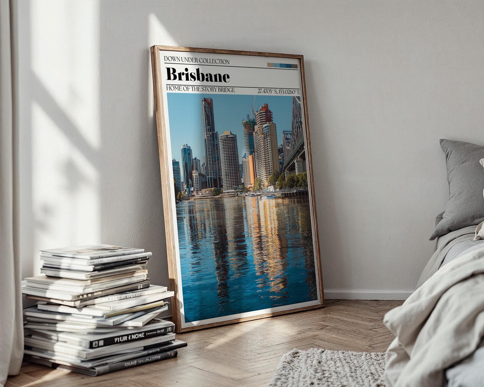 Brisbane Australia Travel Poster – Story Bridge Wall Art Print