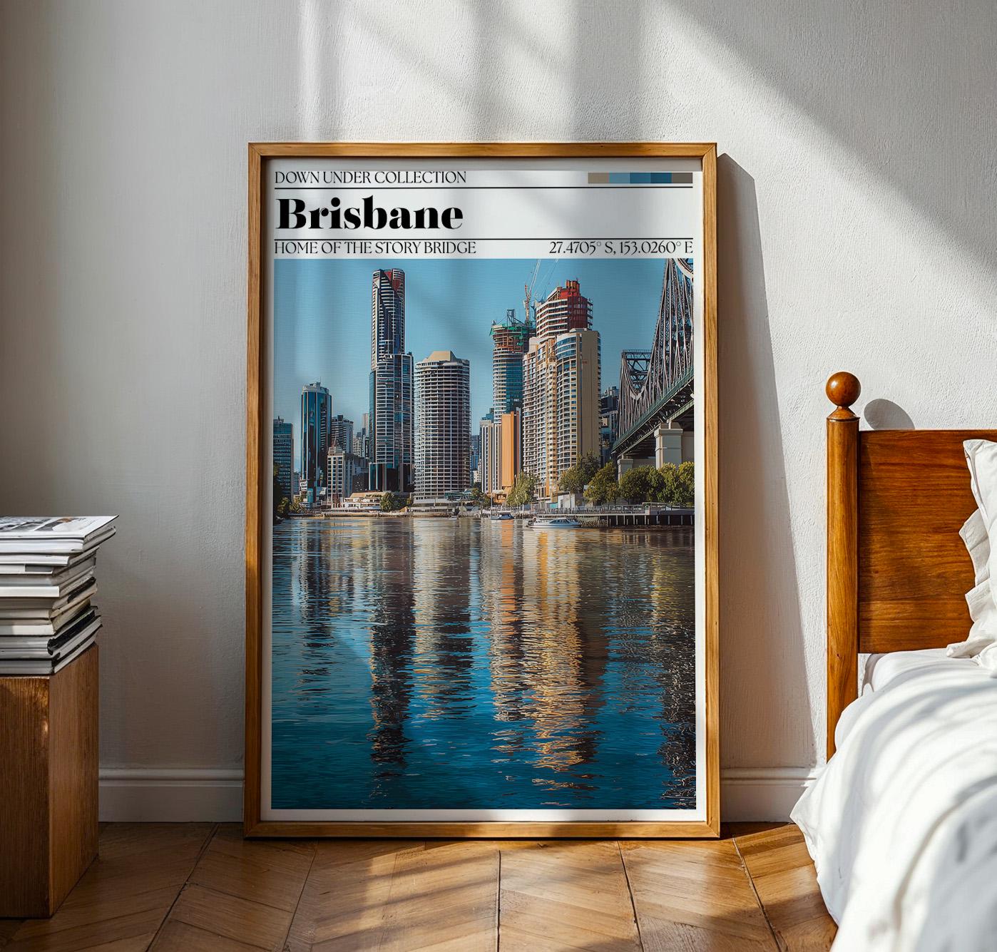 Brisbane Australia Travel Poster – Story Bridge Wall Art Print