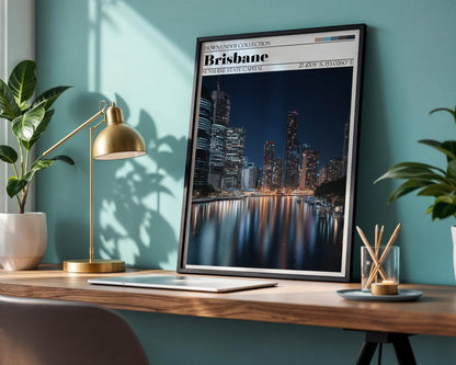 Brisbane Travel Poster – Brisbane Australia Skyline Wall Art