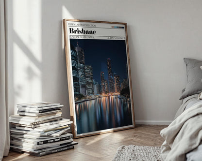 Brisbane Travel Poster – Brisbane Australia Skyline Wall Art