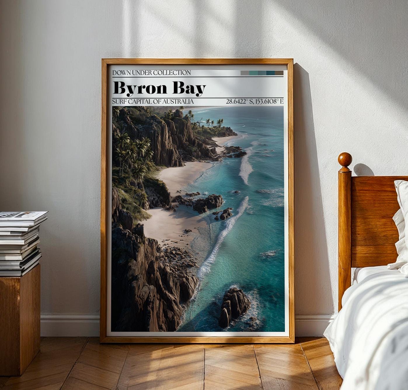 Byron Bay Australia Travel Poster – Coastal Surf Art