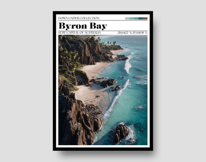 Byron Bay Australia Travel Poster – Coastal Surf Art