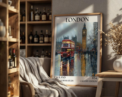 London Henri Mattise Poster - Big Ben, London Bus Travel Wall Art