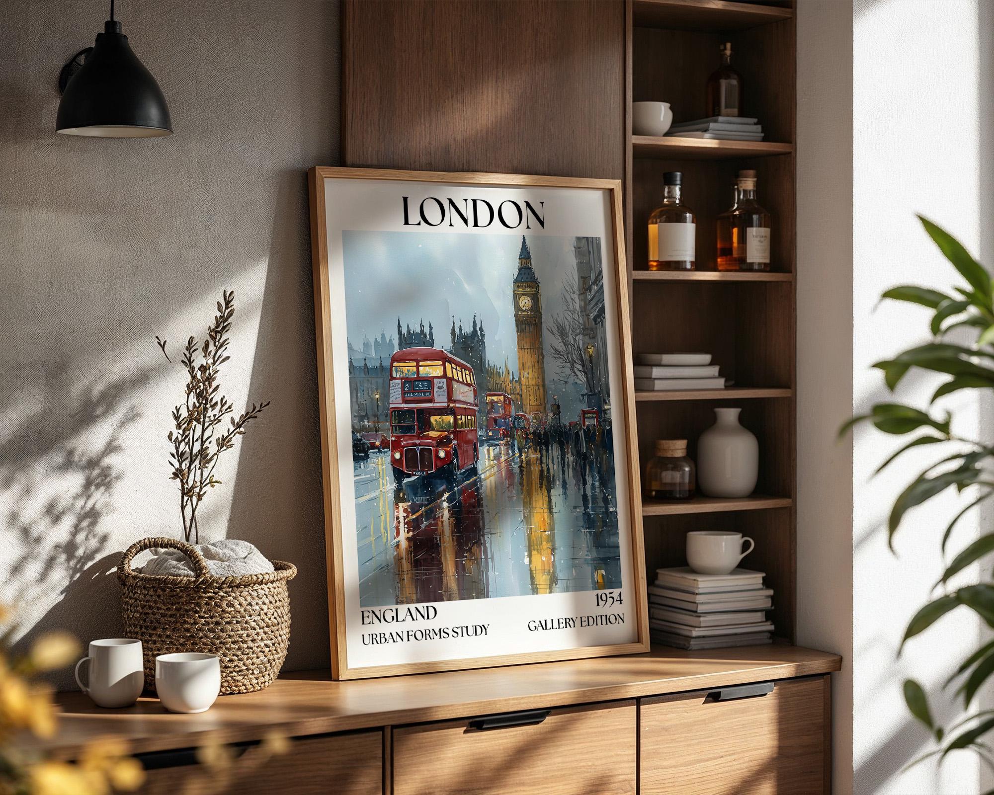 London Henri Mattise Poster - Big Ben, London Bus Travel Wall Art