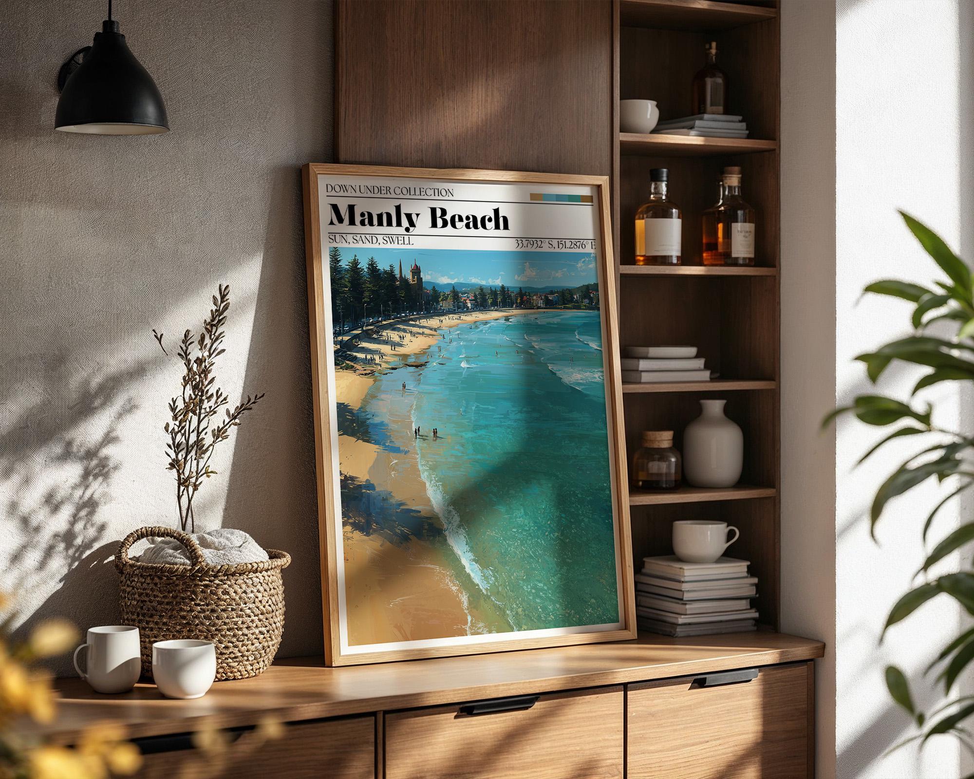 Manly Beach Australia Art Print – Sydney Travel Poster