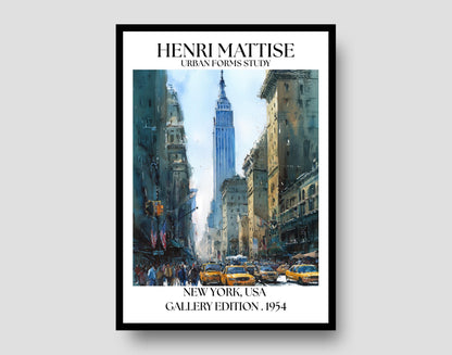 Henri Mattise New York Poster - NYC Watercolour Travel Art