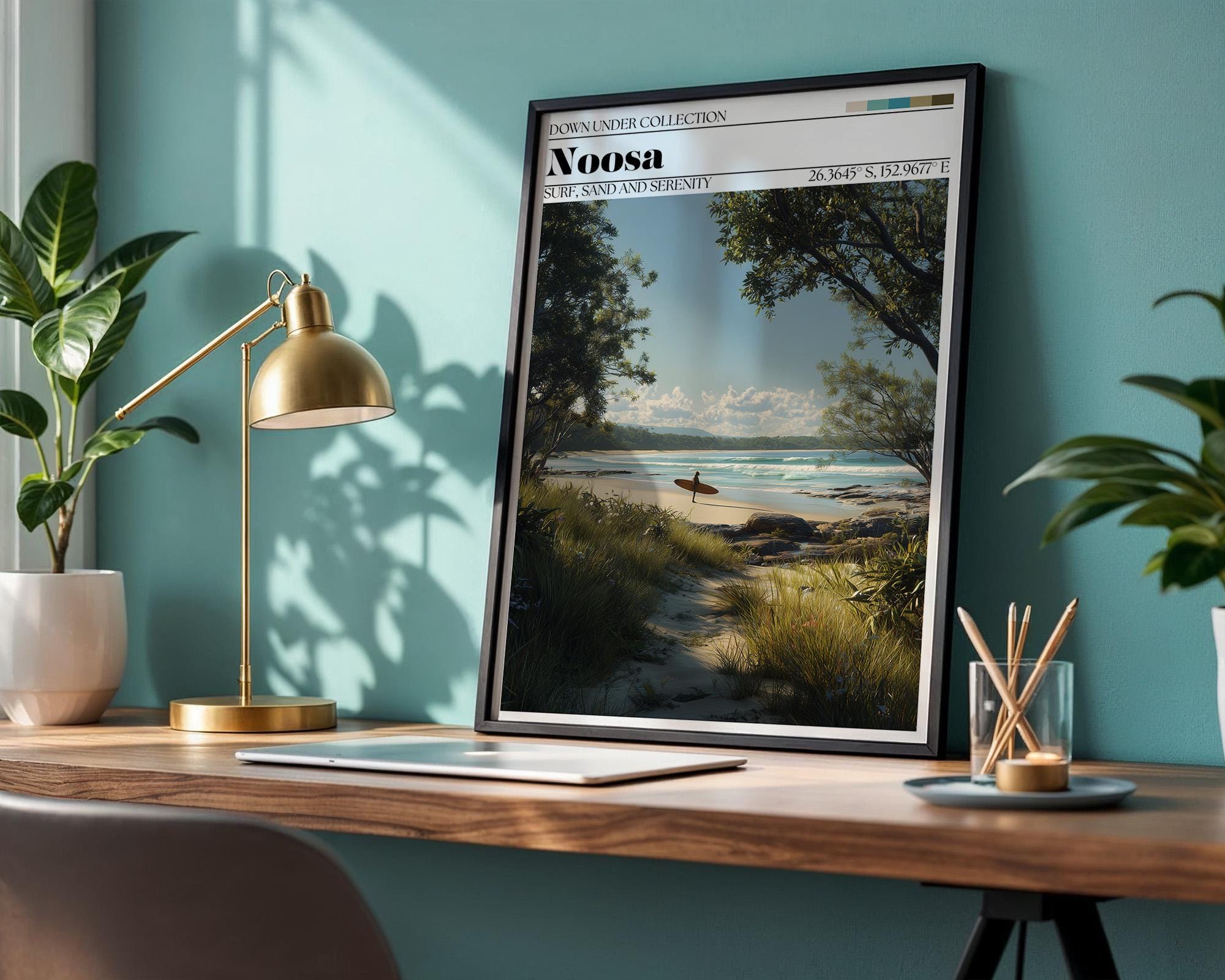 Noosa Beach Travel Poster – Sunshine Coast Art, Australia