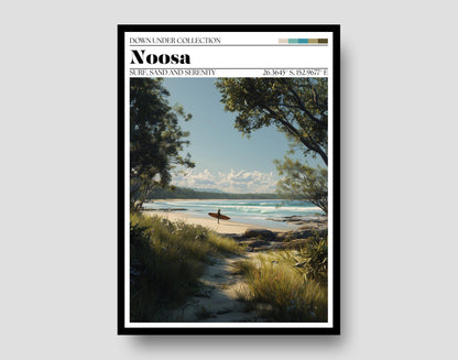 Noosa Beach Travel Poster – Sunshine Coast Art, Australia