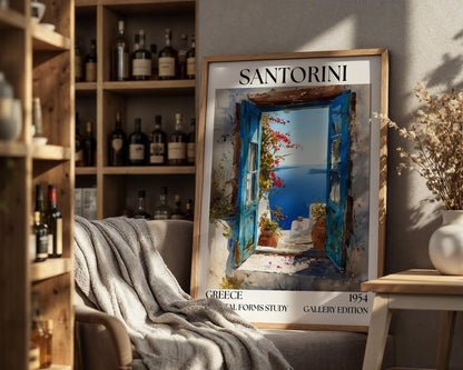 Santorini Henri Mattise Open Window Poster - Santorini Travel Wall Art Print
