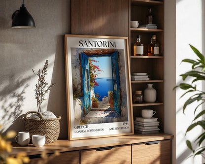Santorini Henri Mattise Open Window Poster - Santorini Travel Wall Art Print