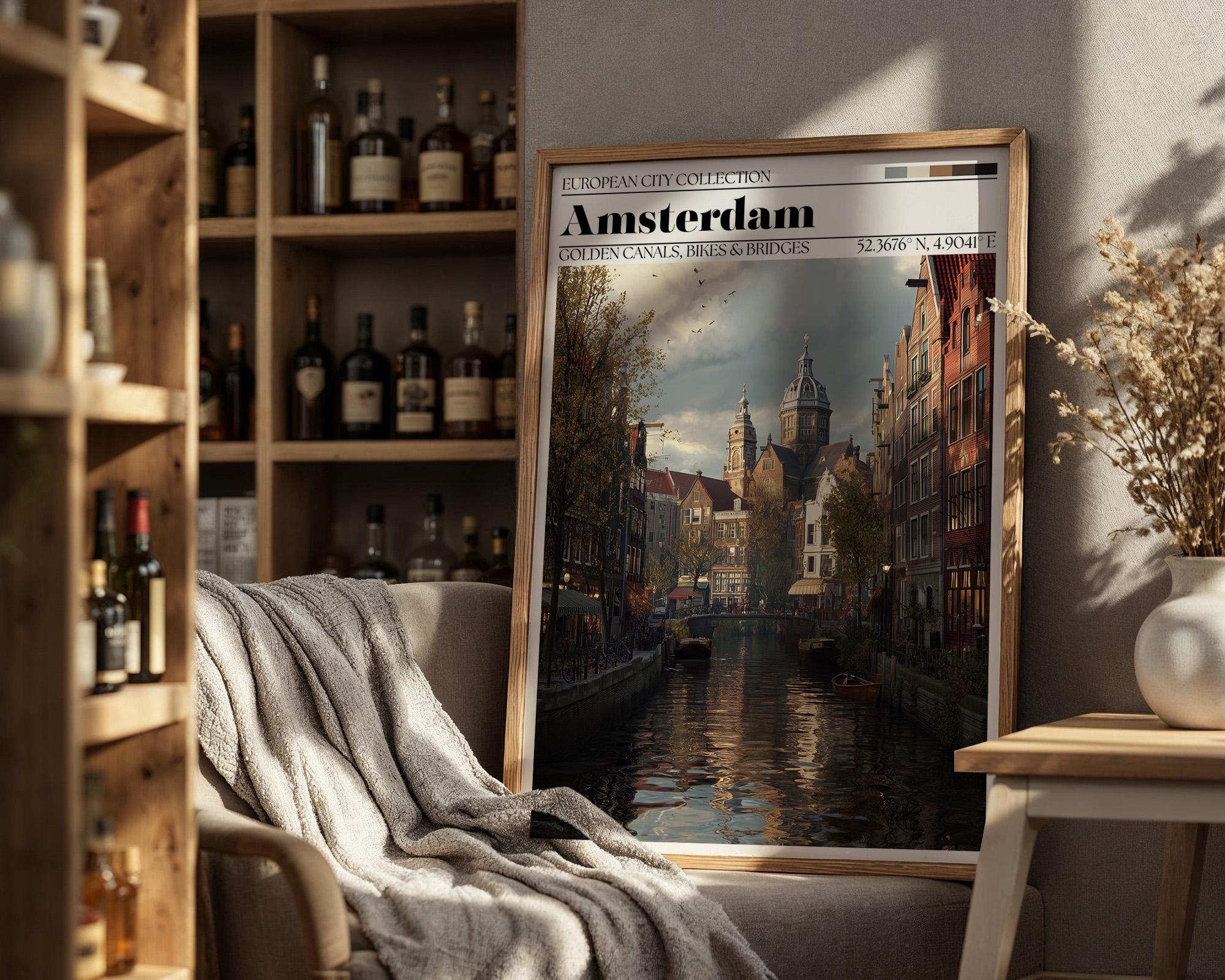 Amsterdam Travel Poster - Dutch Wall Art Print
