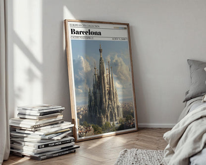Barcelona Sagrada Familia Travel Poster - Barcelona Wall Art Print