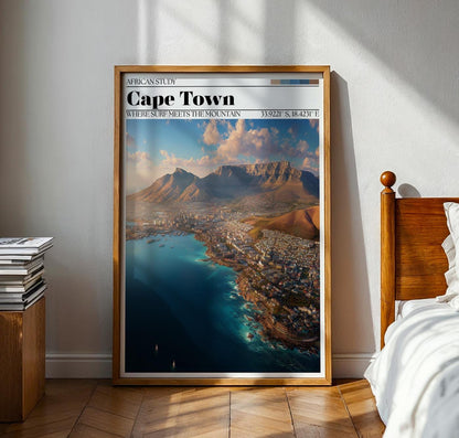 Cape Town Travel Poster – Table Mountain, South Africa Wall Art