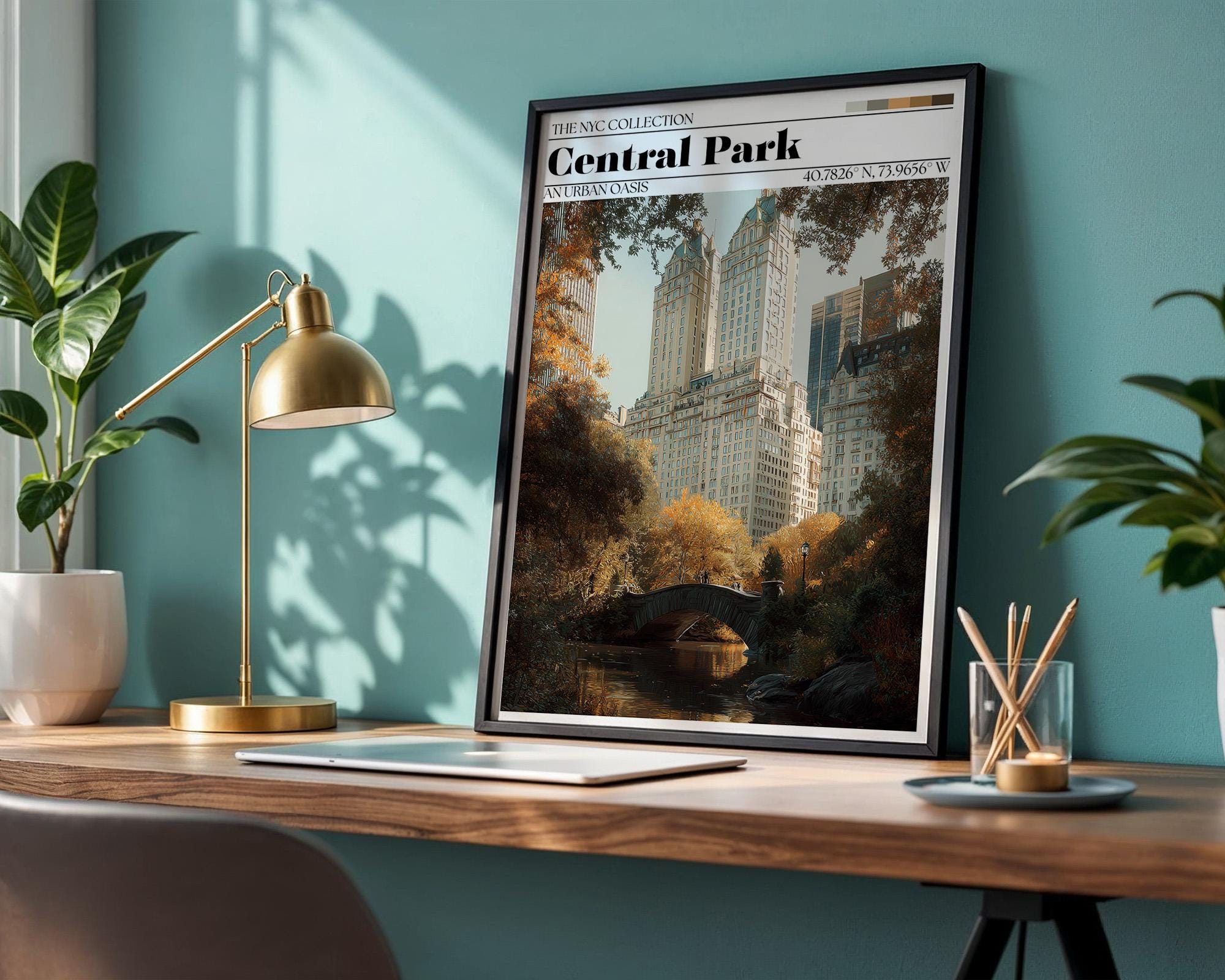 Central Park Poster – New York City Skyline Art Print