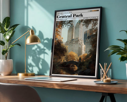 Central Park Poster – New York City Skyline Art Print