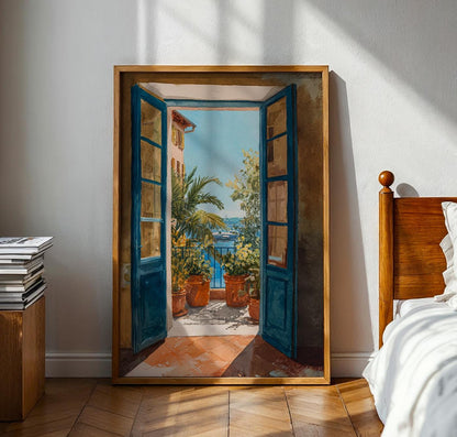 French Riviera Open Window Watercolour Poster - Henri Mattise Travel Art