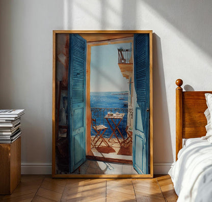 French Riviera Open Window Henri Mattise Poster - Watercolour French Art
