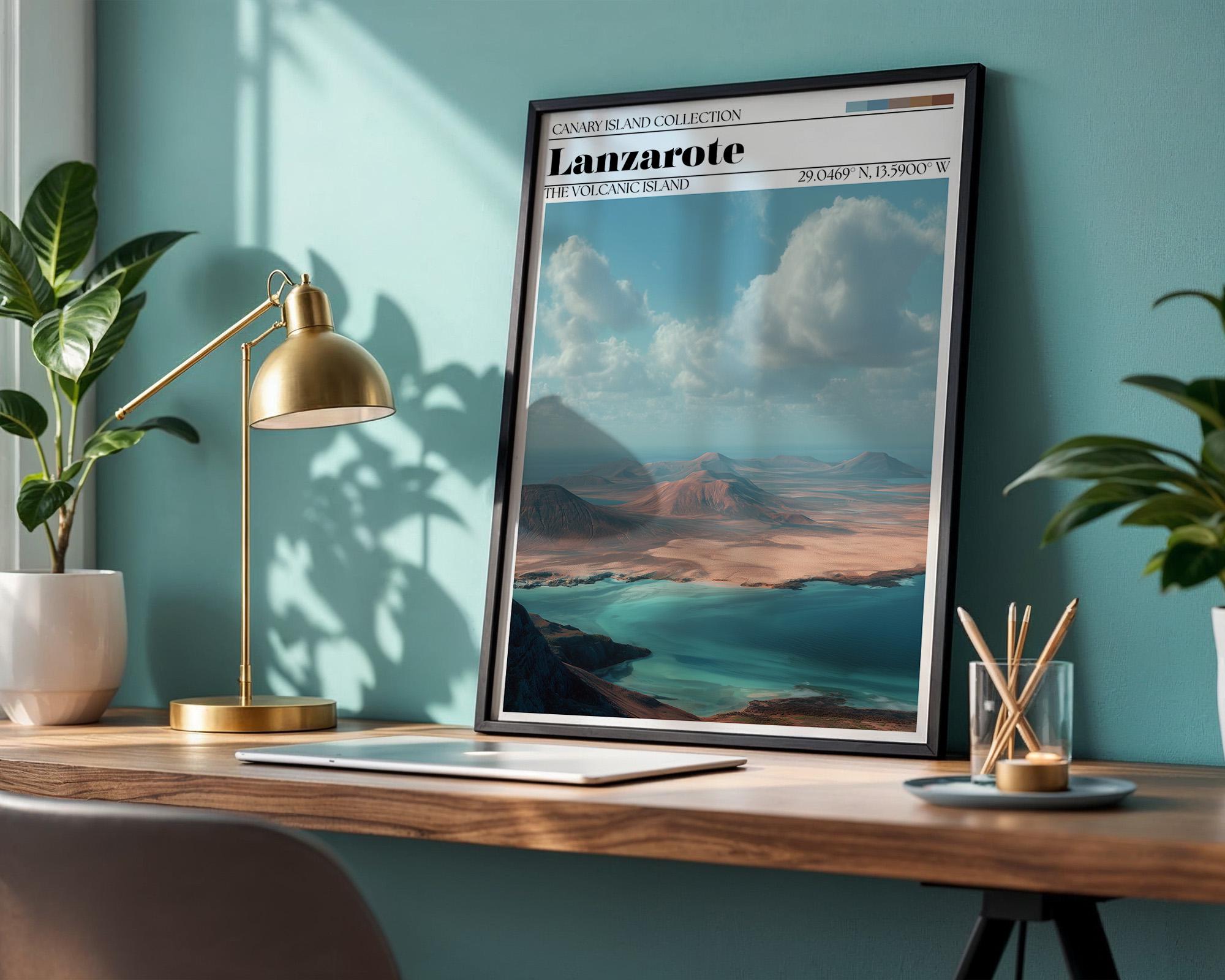 Lanzarote Travel Poster – Canary Islands Coastal Wall Art Print