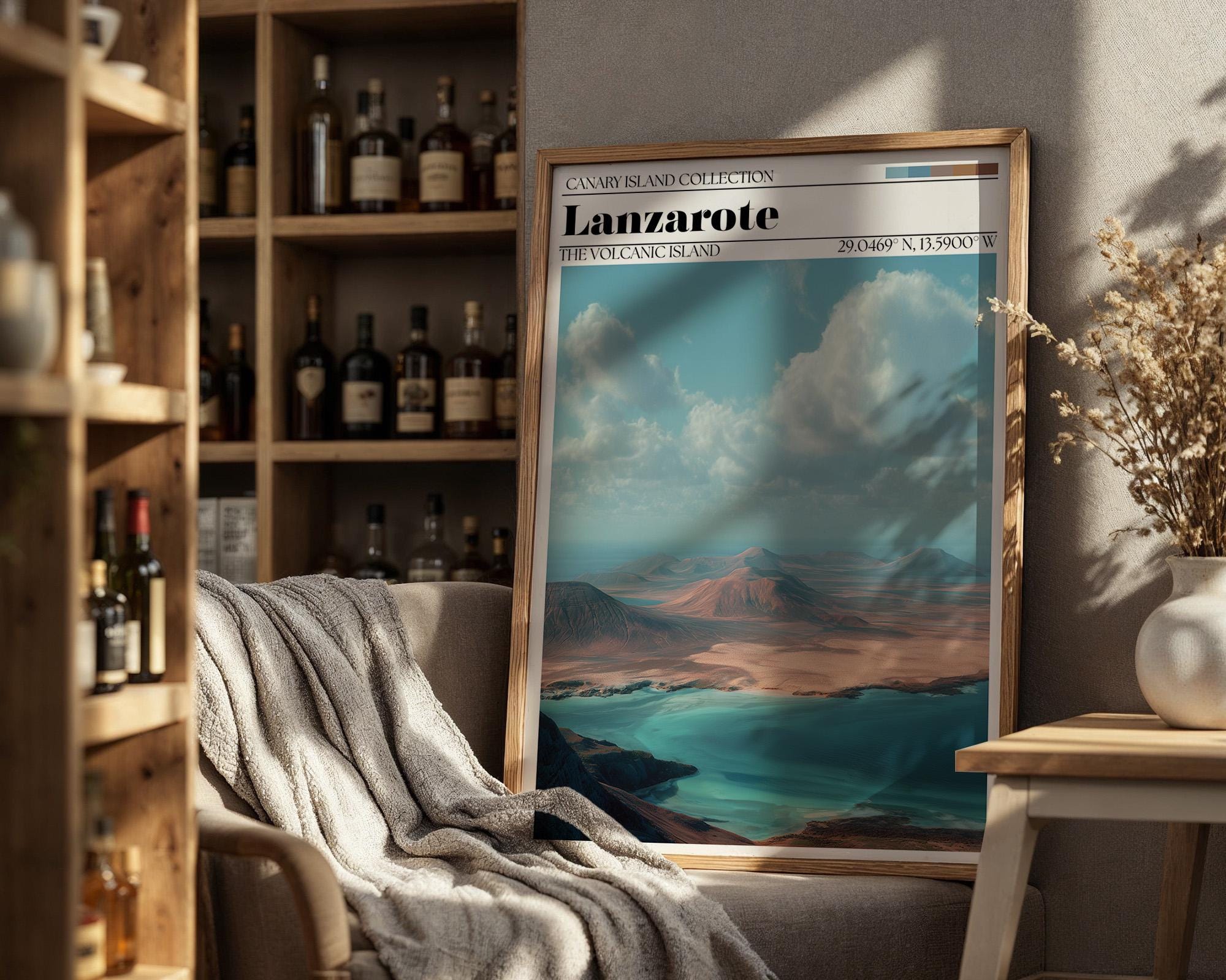 Lanzarote Travel Poster – Canary Islands Coastal Wall Art Print