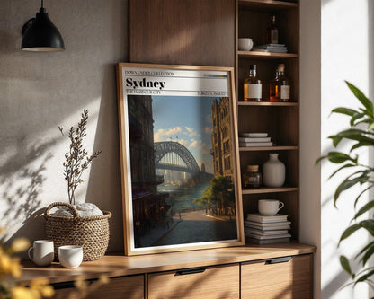 Sydney Australia Travel Poster – Harbour Bridge Wall Art Print