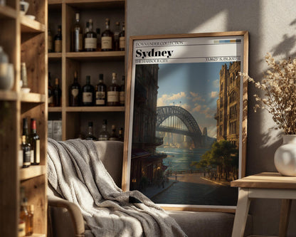 Sydney Australia Travel Poster – Harbour Bridge Wall Art Print
