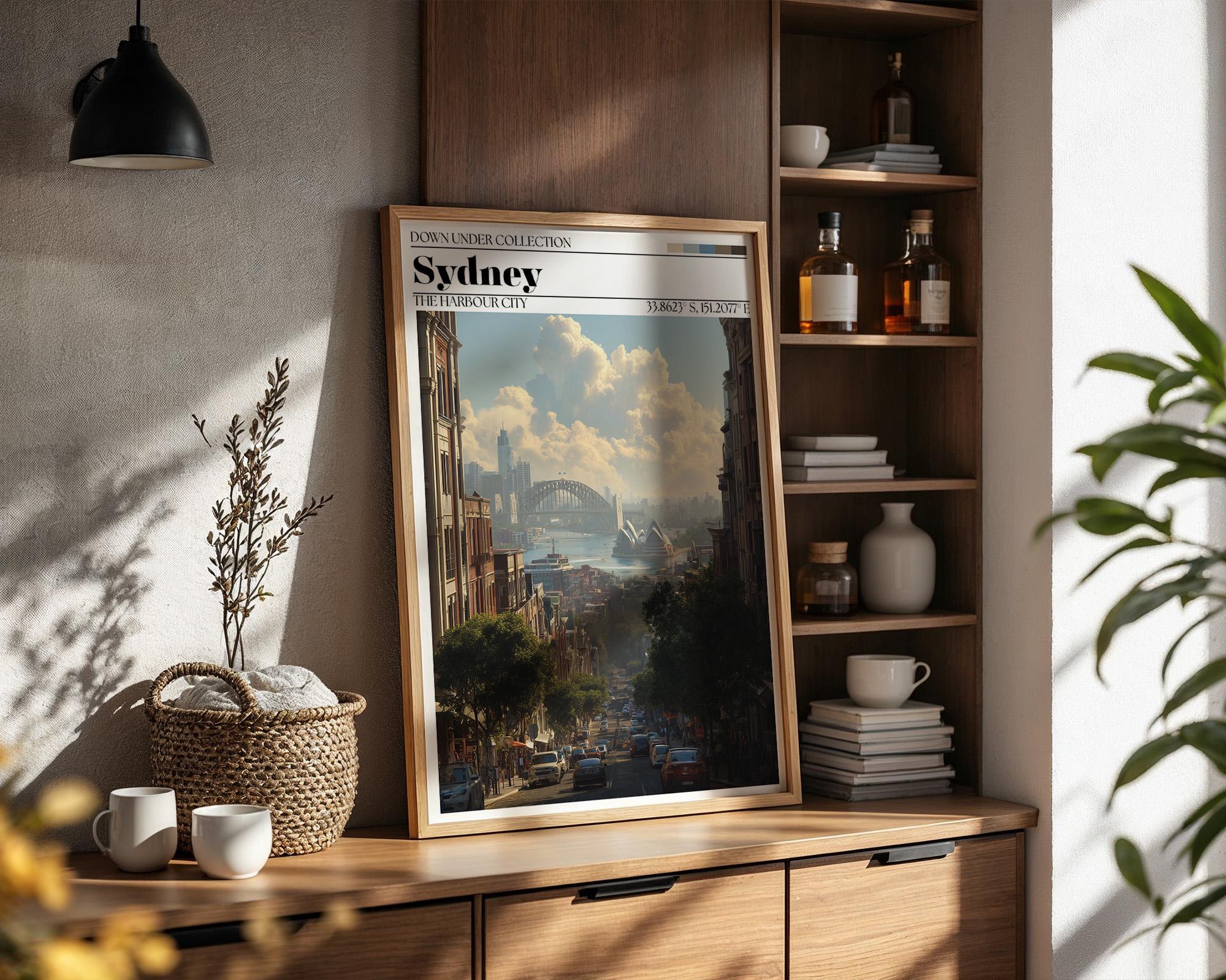 Sydney Australia Poster – Opera House & Harbour Bridge Travel Wall Art