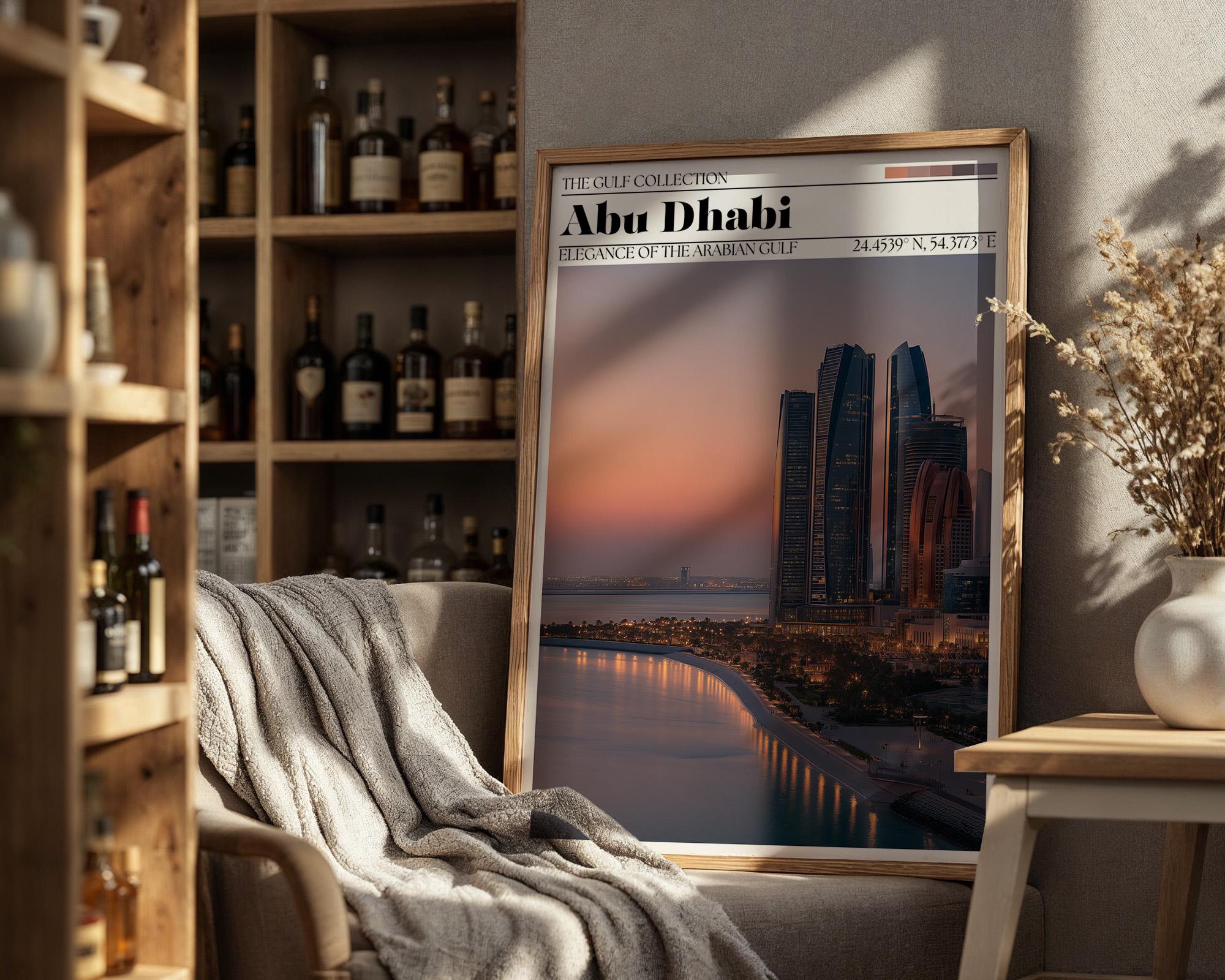 Abu Dhabi Skyline Poster - Modern UAE Travel Art