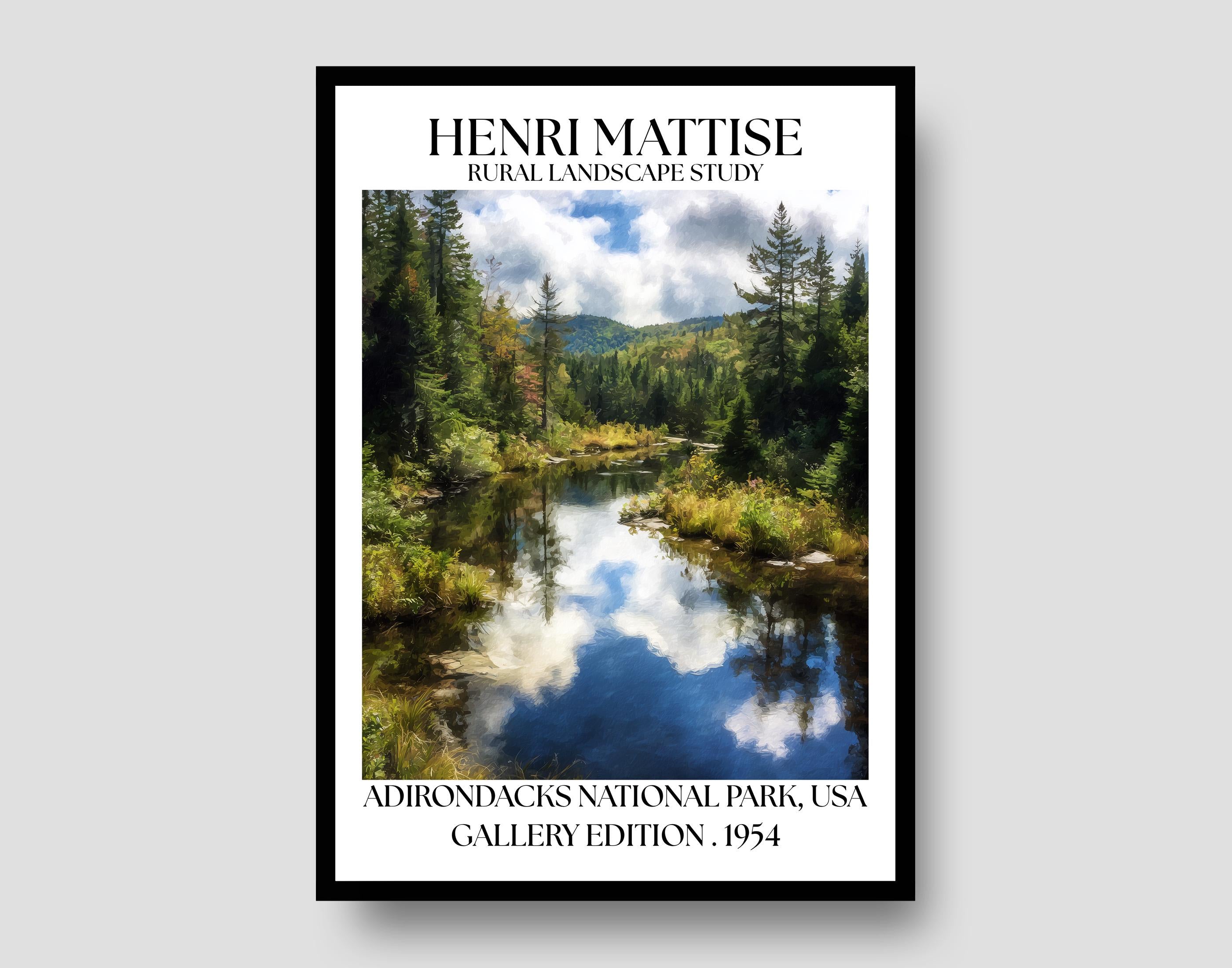 Henri Mattise Adirondack National Park Poster - New York Lake Landscape Wall Art