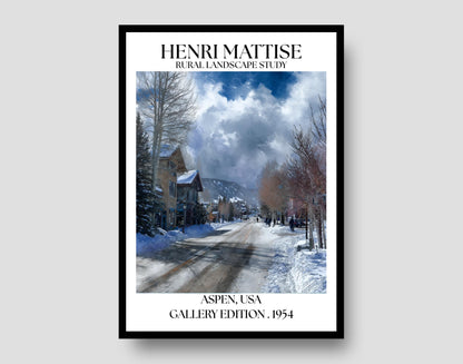 Henri Mattise Aspen Colorado Poster - Colorado Winterscape Travel Art