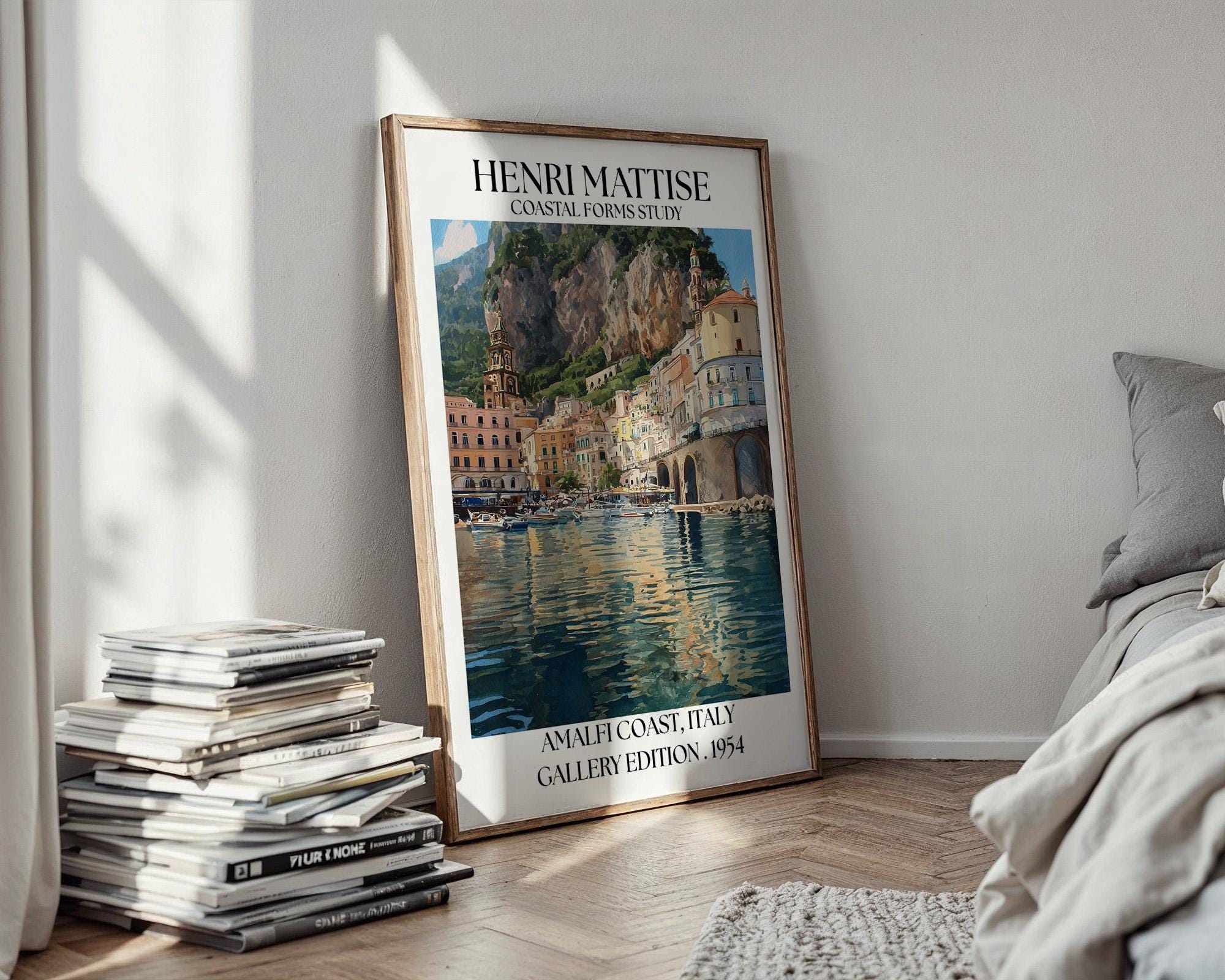 Amalfi Coast Henri Mattise Travel Poster - Italy Watercolour Print