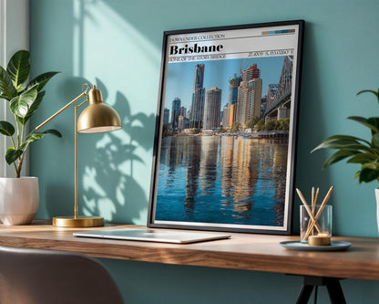 Brisbane Australia Travel Poster – Story Bridge Wall Art Print