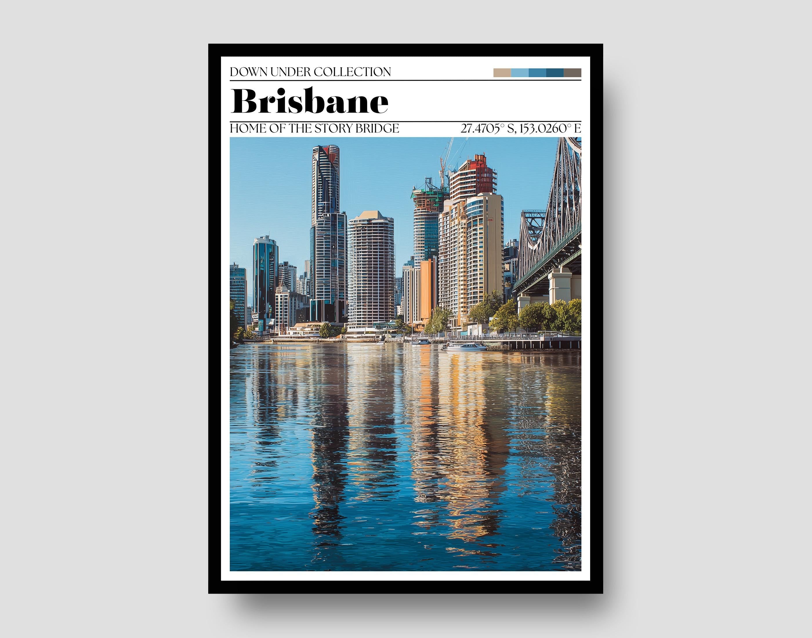 Brisbane Australia Travel Poster – Story Bridge Wall Art Print