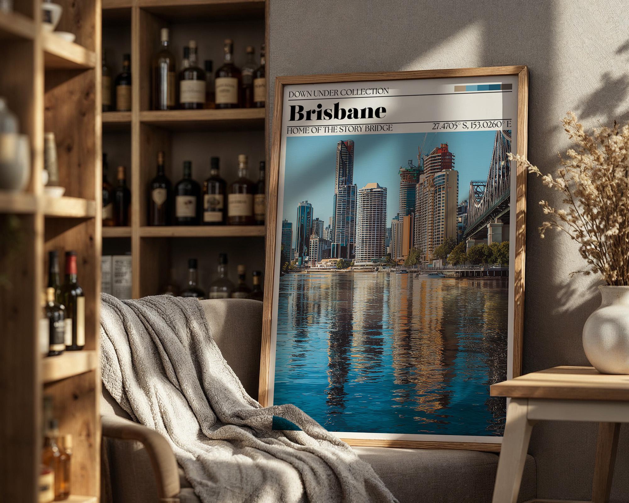 Brisbane Australia Travel Poster – Story Bridge Wall Art Print