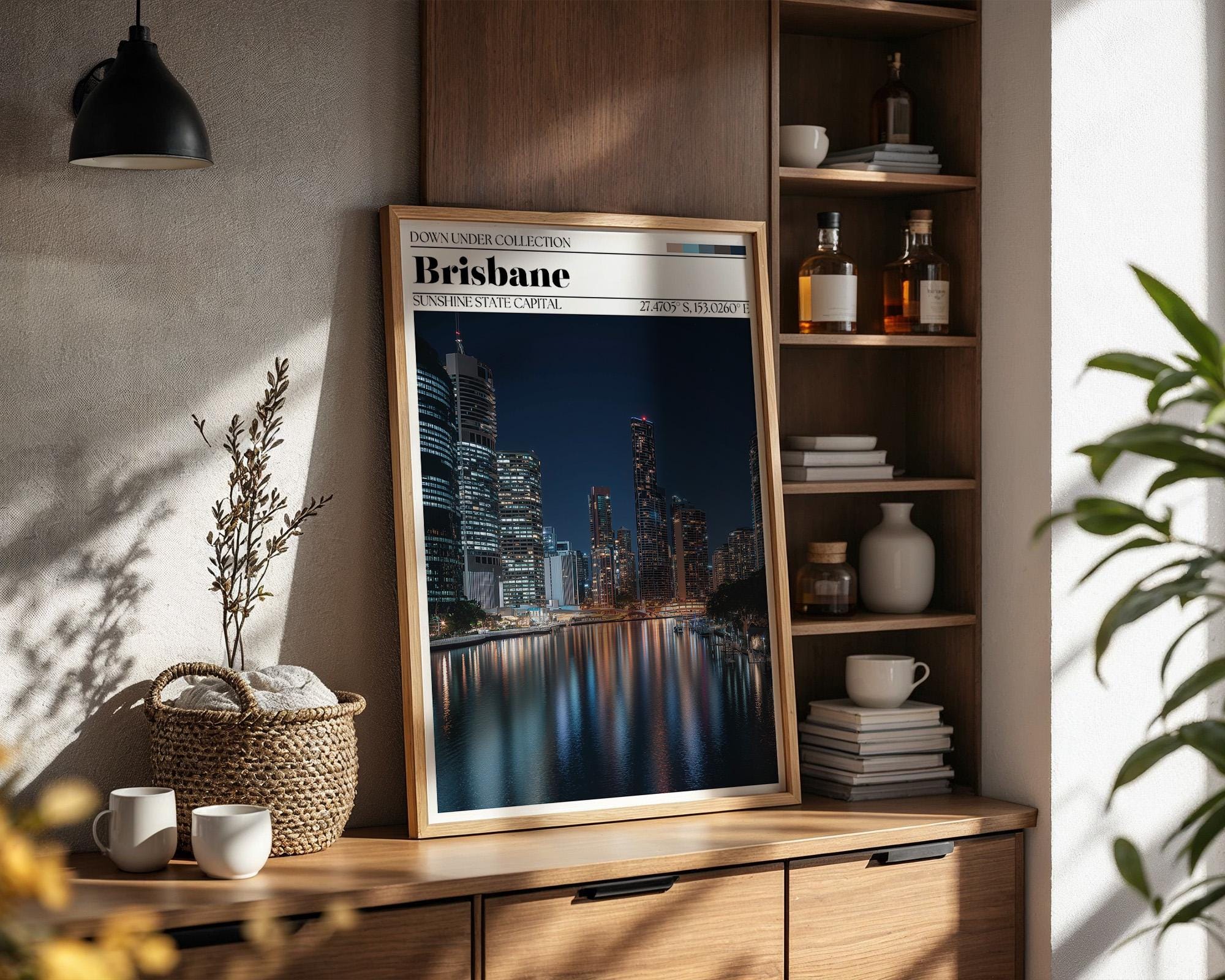 Brisbane Travel Poster – Brisbane Australia Skyline Wall Art