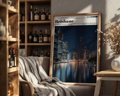 Brisbane Travel Poster – Brisbane Australia Skyline Wall Art