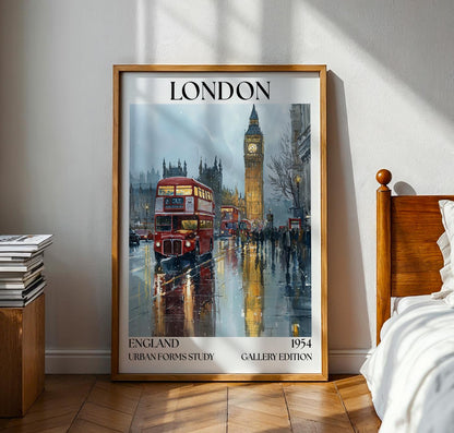 London Henri Mattise Poster - Big Ben, London Bus Travel Wall Art