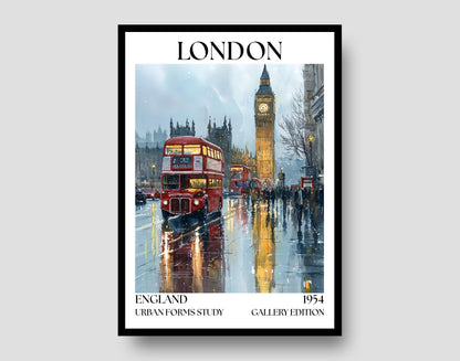 London Henri Mattise Poster - Big Ben, London Bus Travel Wall Art