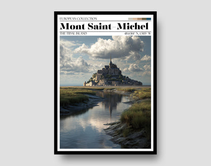 Mont Saint-Michel Poster - French Travel Wall Art Print