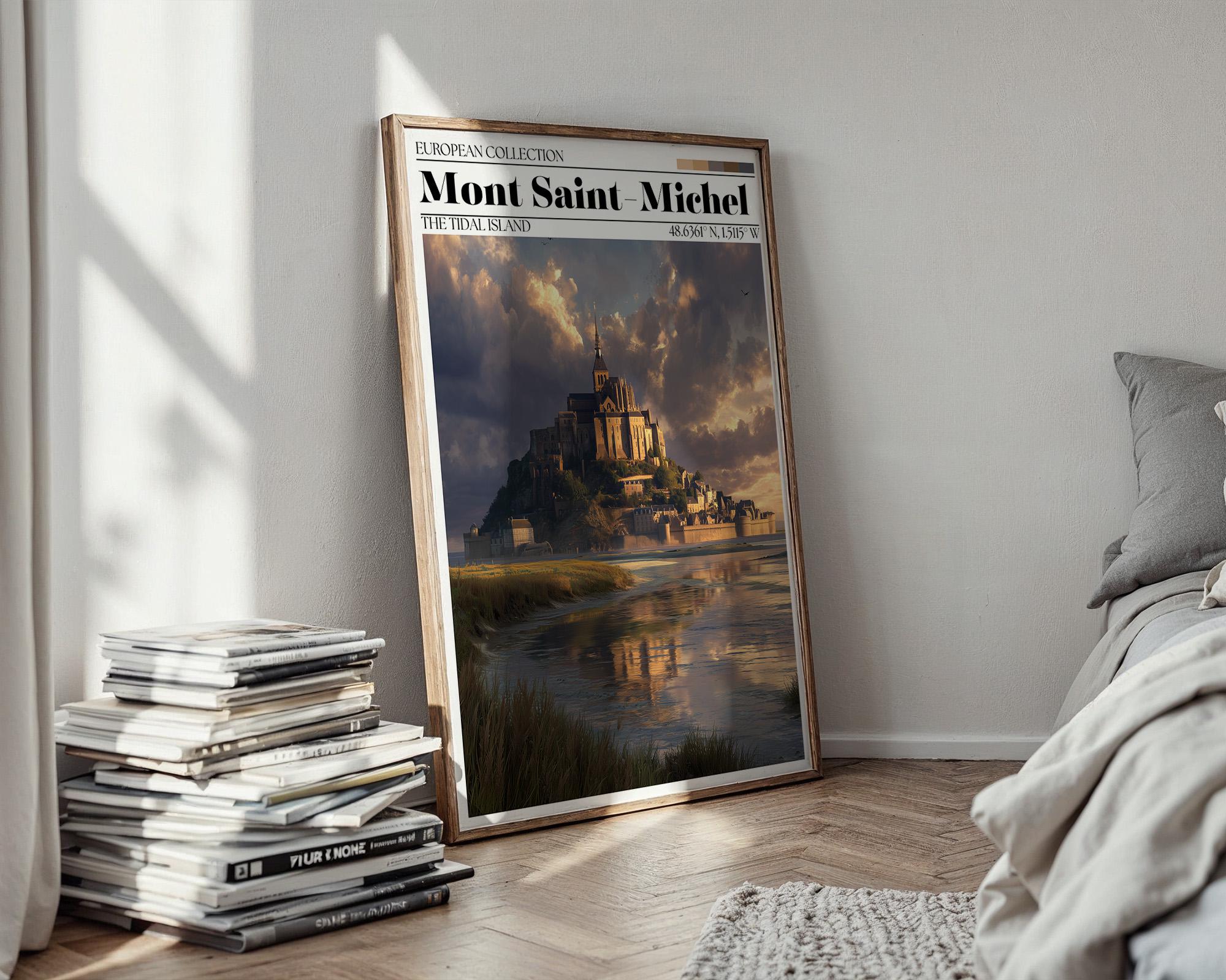 Mont Saint-Michel Poster - France Wall Art - Normandy Travel Print
