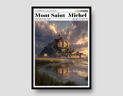 Mont Saint-Michel Poster - France Wall Art - Normandy Travel Print