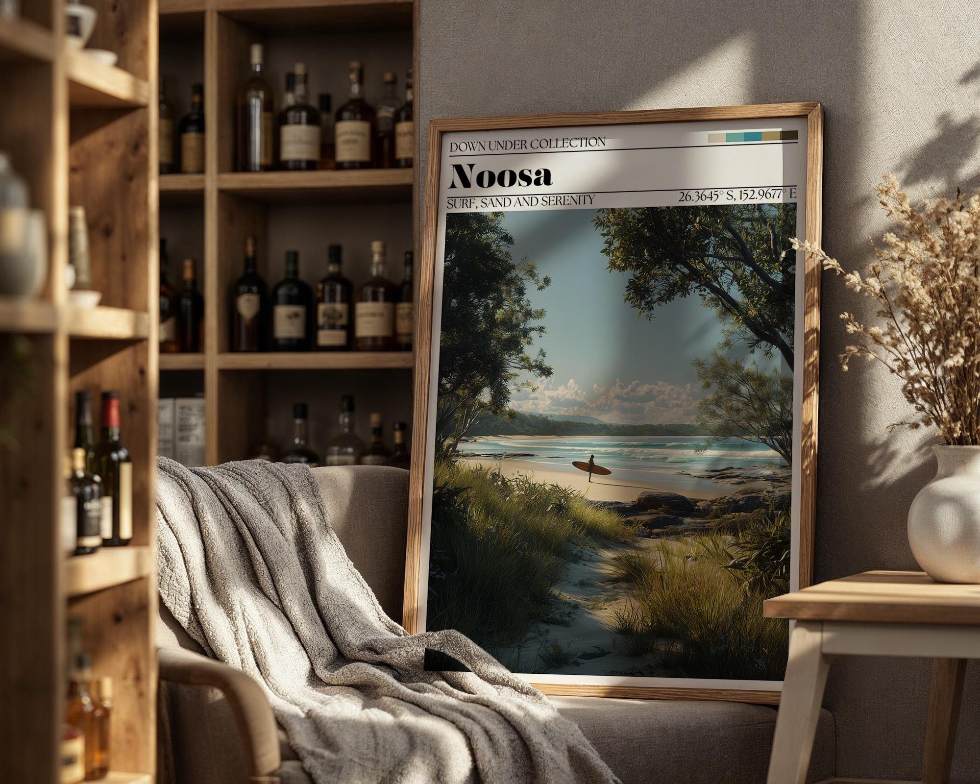 Noosa Beach Travel Poster – Sunshine Coast Art, Australia