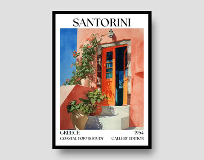 Santorini Henri Mattise Poster - Santorini Watercolour Travel Wall Art Print