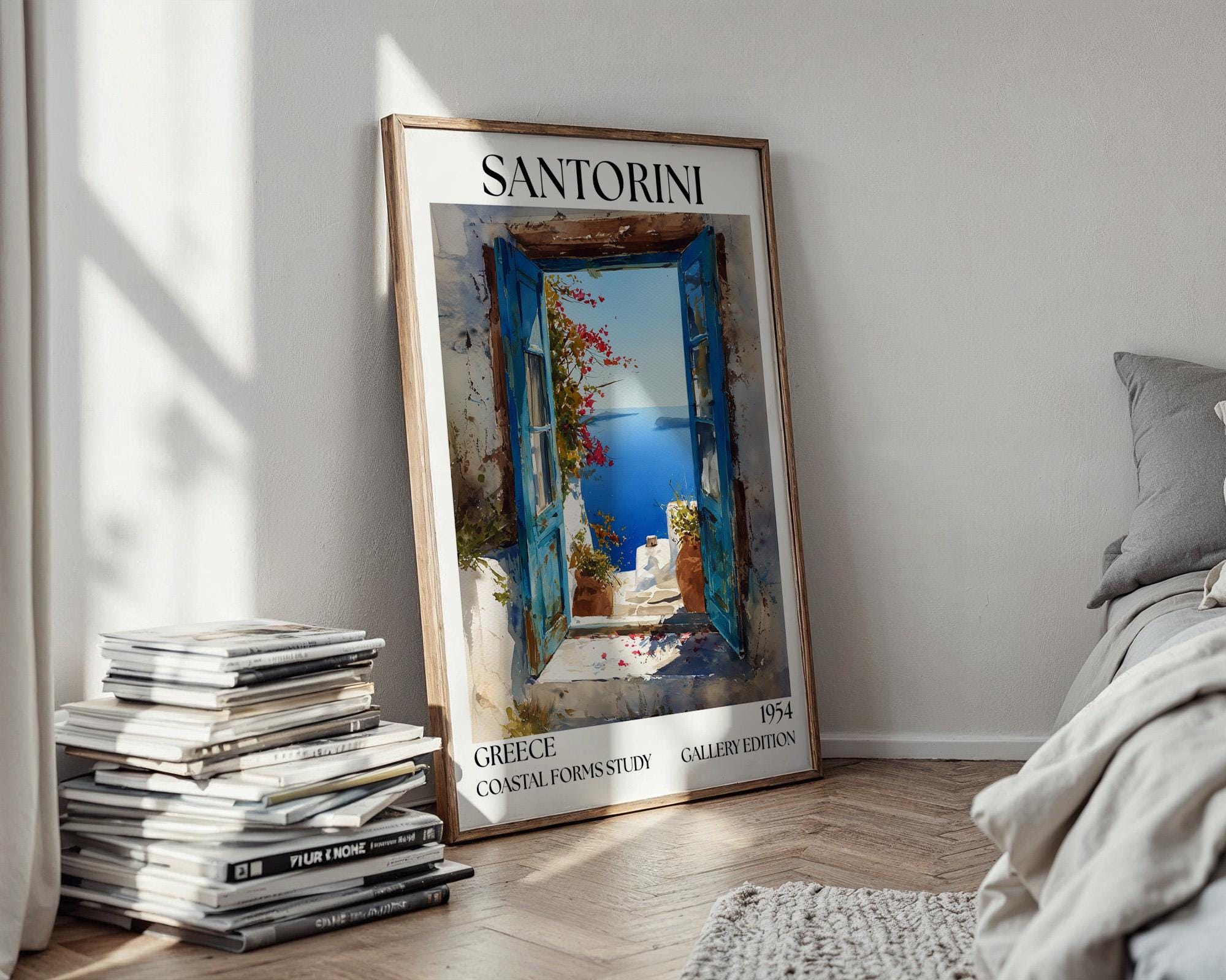 Santorini Henri Mattise Open Window Poster - Santorini Travel Wall Art Print