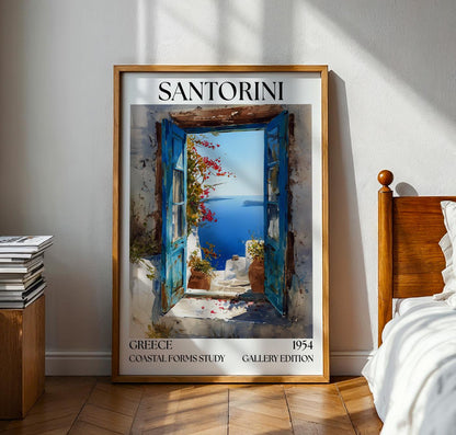 Santorini Henri Mattise Open Window Poster - Santorini Travel Wall Art Print