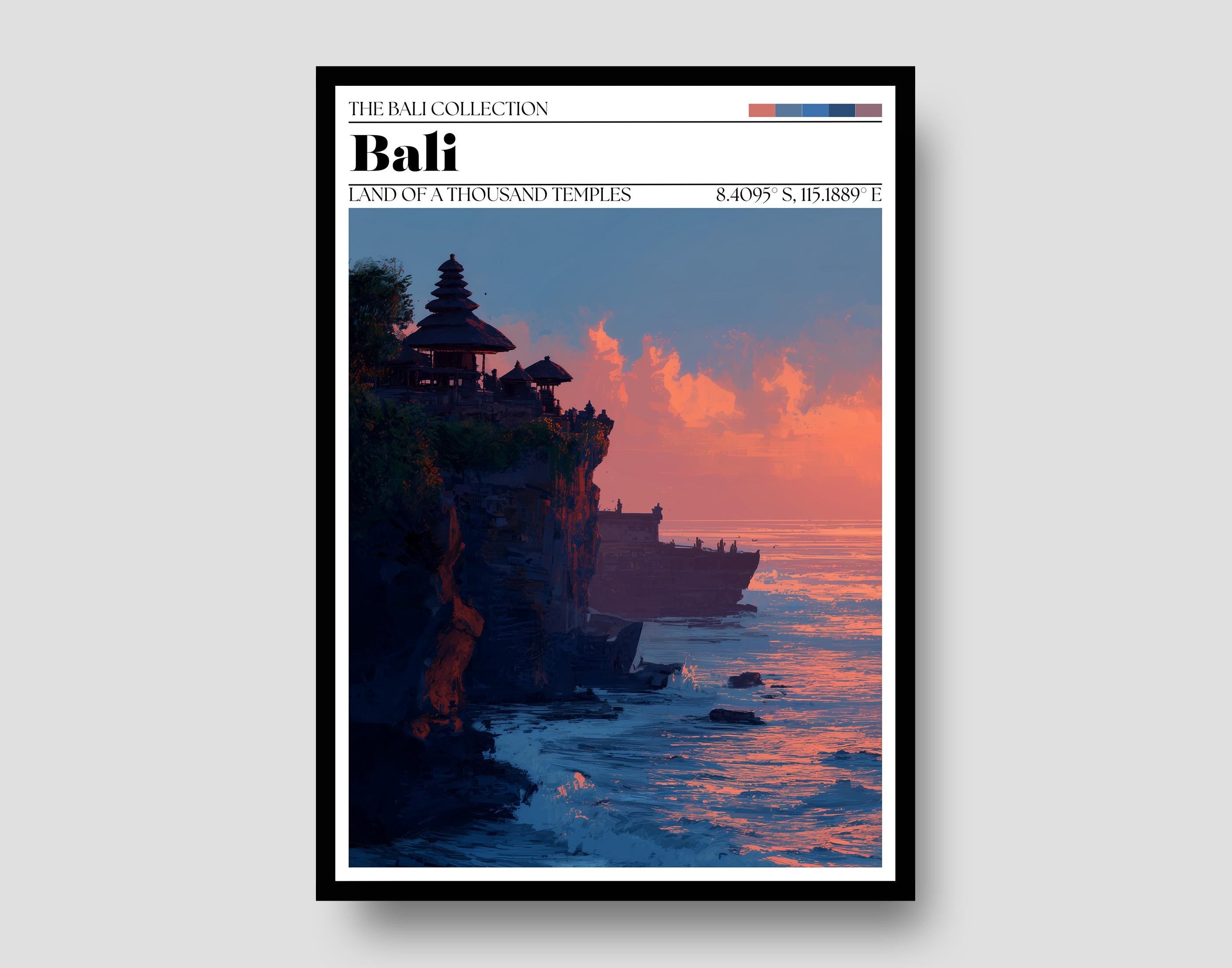 Bali Sunset Travel Poster – Bali Temple Wall Art Print