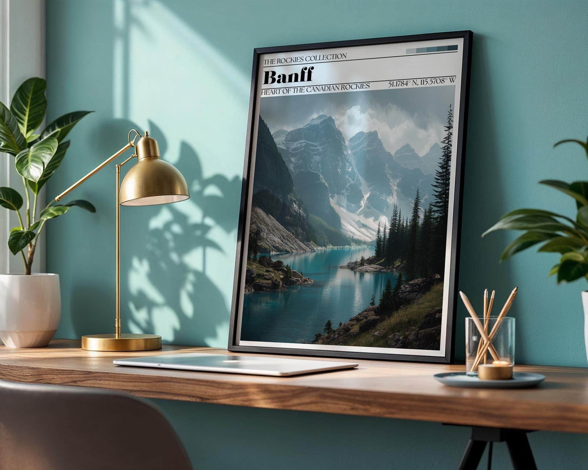 Banff National Park Poster – Canadian Rockies Lake Landscape