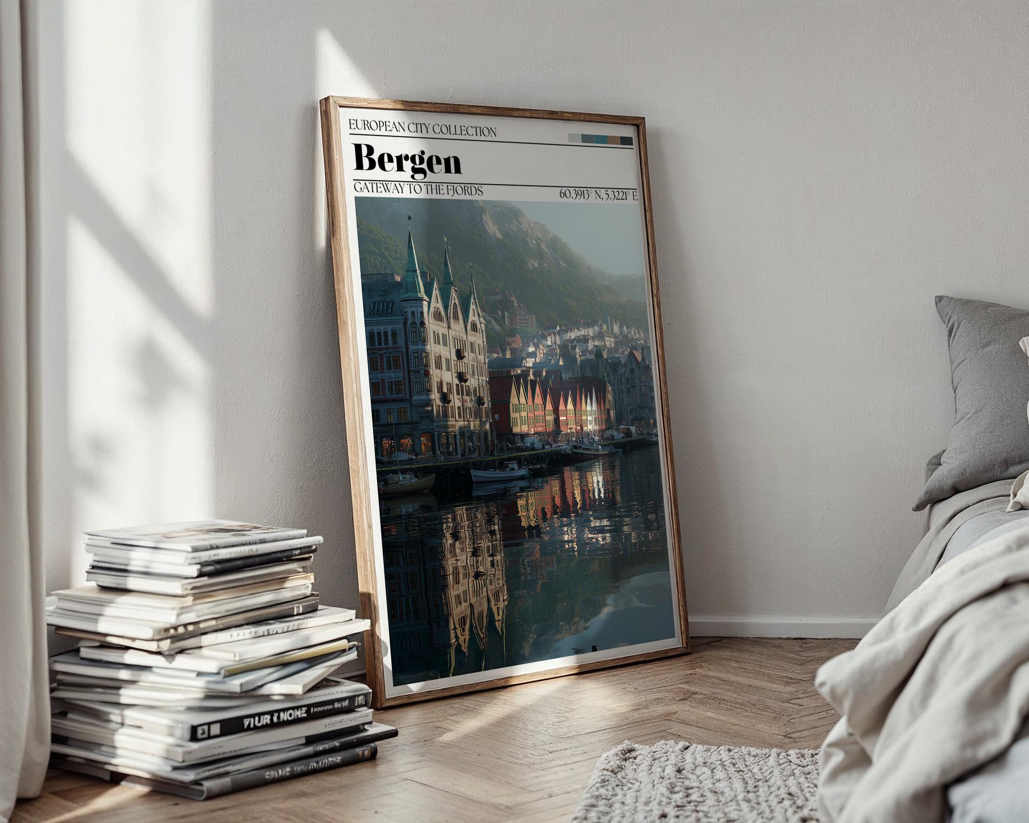 Bergen Poster - Norway Travel Wall Art Print