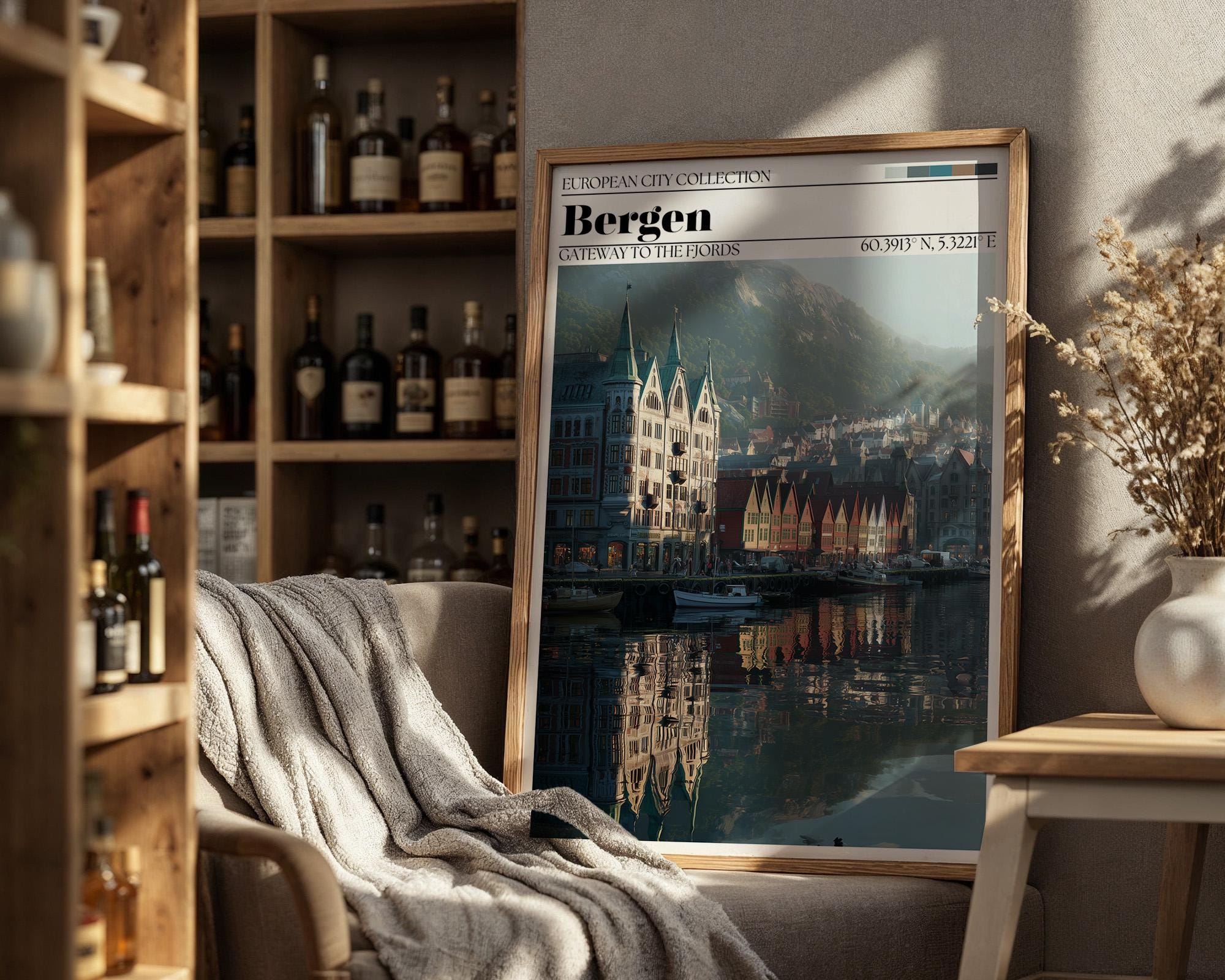 Bergen Poster - Norway Travel Wall Art Print